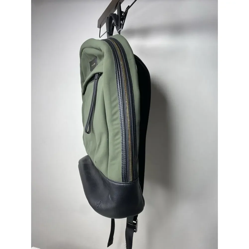 WANT Les Essentiels Piper Nylon Leather Backpack Green Black Basic Casual Travel
